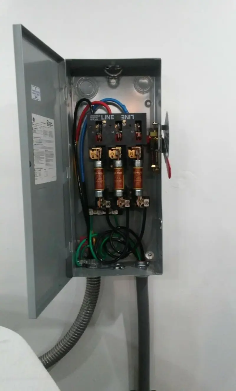 Three-phase disconnect switch installed for Smoke Detector Installation in Saratoga Springs